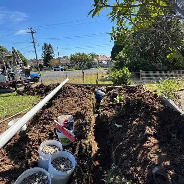 Drainage trench and pipework on a job by The Ryde Plumber by Antons team